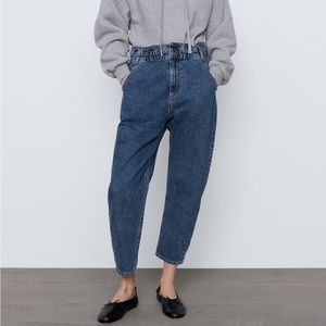 ZARA DENIM LIGHTWEIGHT PAPER BAG PANTS